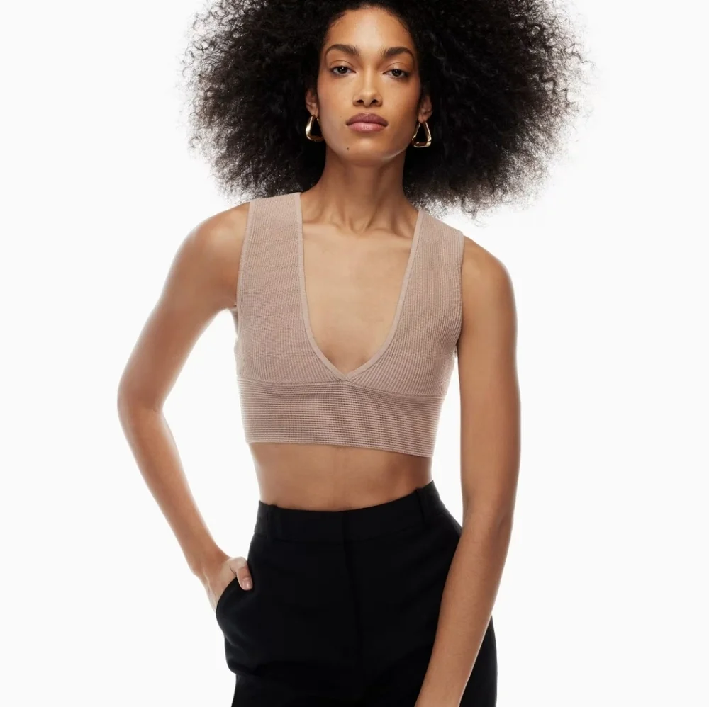 Out From Under Urban Outfitters Beige V-Neck Sleeveless Top S